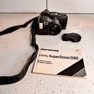 Olympus Infinity SuperZoom 330 Camera 35mm Film Point & Shoot with Case & Manual
